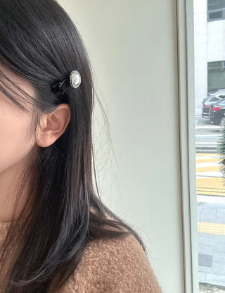 Piece Pendant Cubic Pearl Velvet Mini Hair Clip