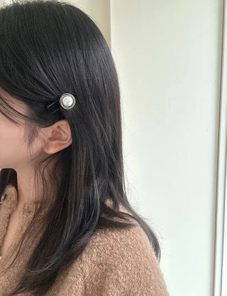 Piece Pendant Cubic Pearl Velvet Mini Hair Clip