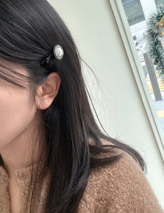 Piece Pendant Cubic Pearl Velvet Mini Hair Clip