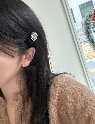 Piece Pendant Cubic Pearl Velvet Mini Hair Clip