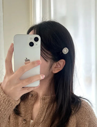 Piece Pendant Cubic Pearl Velvet Mini Hair Clip