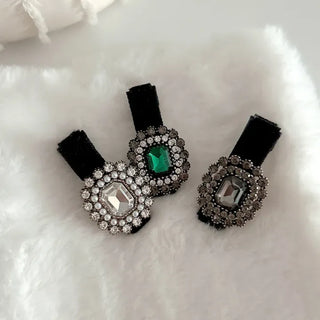 Piece Pendant Cubic Pearl Velvet Mini Hair Clip