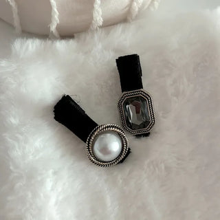 Piece Pendant Cubic Pearl Velvet Mini Hair Clip