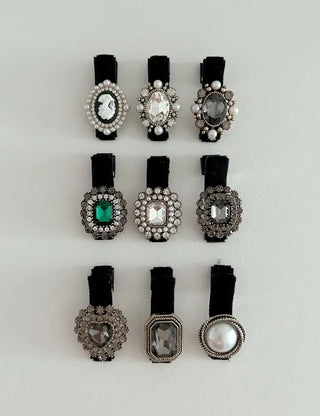 Piece Pendant Cubic Pearl Velvet Mini Hair Clip