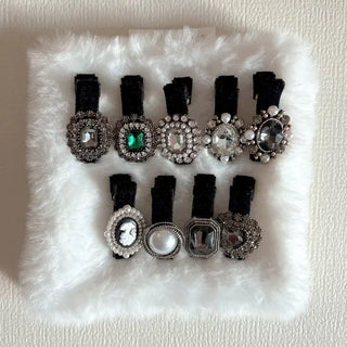 Piece Pendant Cubic Pearl Velvet Mini Hair Clip