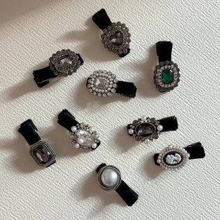 Piece Pendant Cubic Pearl Velvet Mini Hair Clip