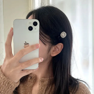 Piece Pendant Cubic Pearl Velvet Mini Hair Clip