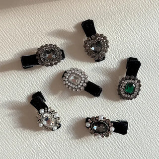 Piece Pendant Cubic Pearl Velvet Mini Hair Clip