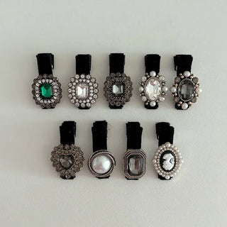 Piece Pendant Cubic Pearl Velvet Mini Hair Clip