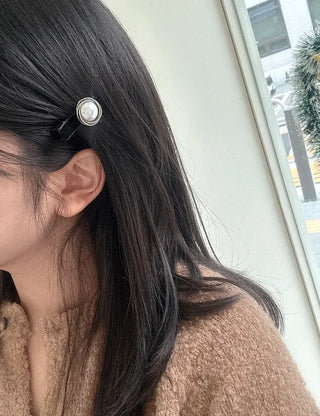 Piece Pendant Cubic Pearl Velvet Mini Hair Clip