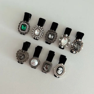 Piece Pendant Cubic Pearl Velvet Mini Hair Clip