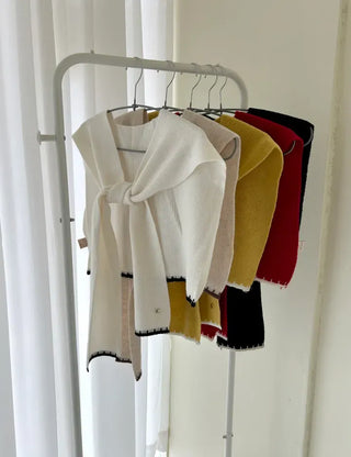 Gold Button Wool Knit Shoulder Shawl Women's Autumn Cardigan Shawl