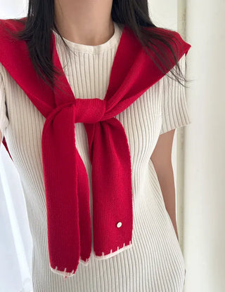 Gold Button Wool Knit Shoulder Shawl Women's Autumn Cardigan Shawl