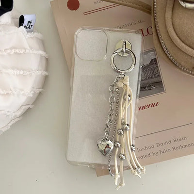 Suede Tassel Keyring Heart Keyholder Bag Charm Decoration