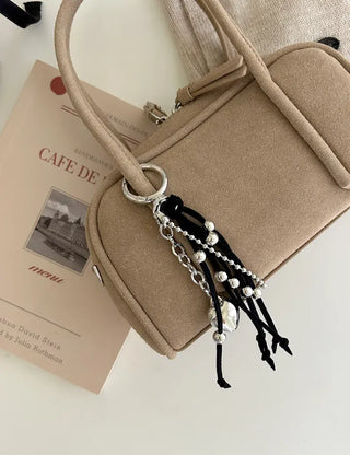 Suede Tassel Keyring Heart Keyholder Bag Charm Decoration