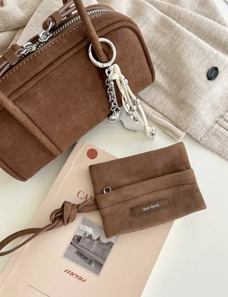 Suede Tassel Keyring Heart Keyholder Bag Charm Decoration