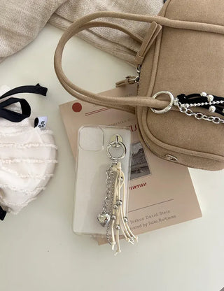 Suede Tassel Keyring Heart Keyholder Bag Charm Decoration