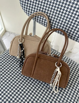 Suede Tassel Keyring Heart Keyholder Bag Charm Decoration