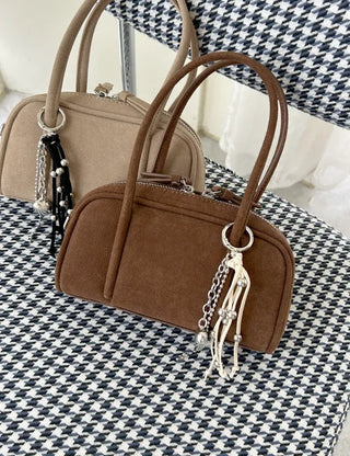 Suede Tassel Keyring Heart Keyholder Bag Charm Decoration
