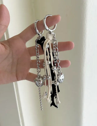 Suede Tassel Keyring Heart Keyholder Bag Charm Decoration