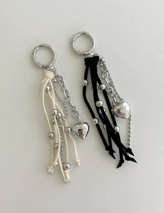 Suede Tassel Keyring Heart Keyholder Bag Charm Decoration