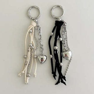 Suede Tassel Keyring Heart Keyholder Bag Charm Decoration