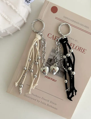 Suede Tassel Keyring Heart Keyholder Bag Charm Decoration