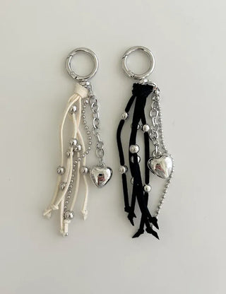 Suede Tassel Keyring Heart Keyholder Bag Charm Decoration