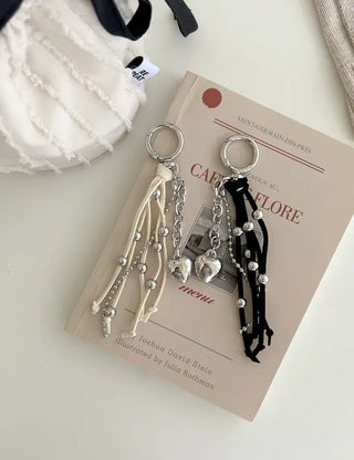Suede Tassel Keyring Heart Keyholder Bag Charm Decoration
