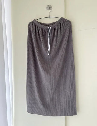 Knit ribbed long skirt women's H-line elastic waist skirt