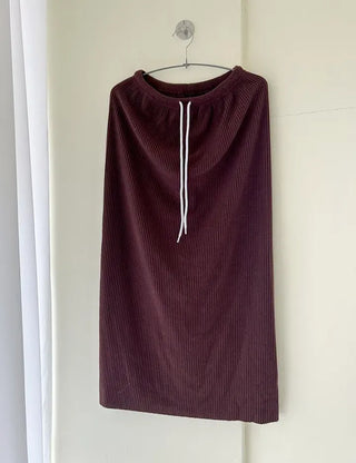 Knit ribbed long skirt women's H-line elastic waist skirt