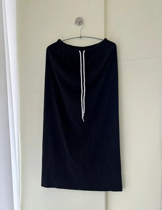 Knit ribbed long skirt women's H-line elastic waist skirt