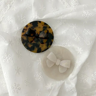 Merry Shop Ribbon Hand Mirror Marble Leopard Print Premium Portable Mini