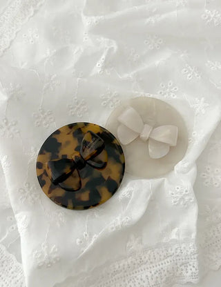 Merry Shop Ribbon Hand Mirror Marble Leopard Print Premium Portable Mini