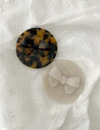 Merry Shop Ribbon Hand Mirror Marble Leopard Print Premium Portable Mini