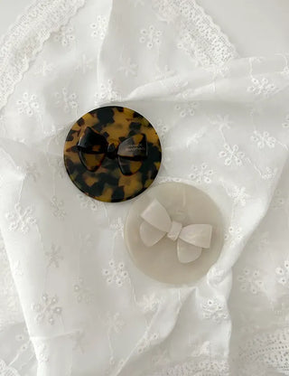 Merry Shop Ribbon Hand Mirror Marble Leopard Print Premium Portable Mini