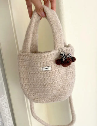Merry Shop Poodle Doll Keyring Leopard Print Ribbon Keyholder Mini Keyring