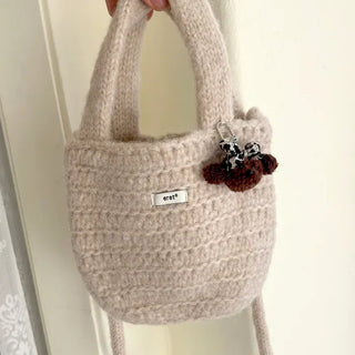 Merry Shop Poodle Doll Keyring Leopard Print Ribbon Keyholder Mini Keyring