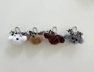 Merry Shop Poodle Doll Keyring Leopard Print Ribbon Keyholder Mini Keyring