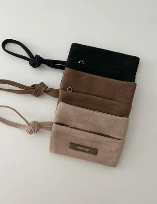 Merry Shop Pouch Wallet Suede Zipper Mini Strap