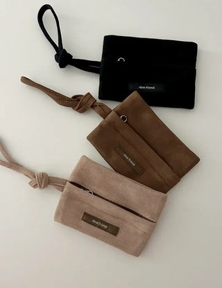 Merry Shop Pouch Wallet Suede Zipper Mini Strap