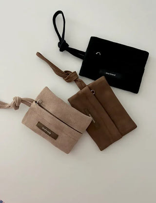 Merry Shop Pouch Wallet Suede Zipper Mini Strap