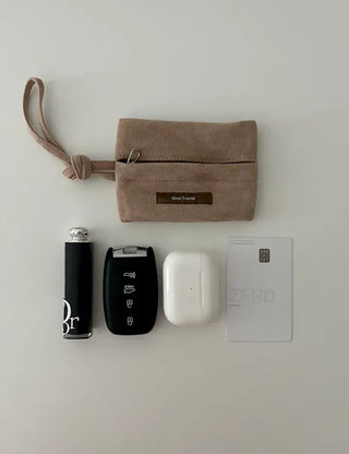 Merry Shop Pouch Wallet Suede Zipper Mini Strap