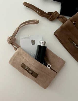 Merry Shop Pouch Wallet Suede Zipper Mini Strap