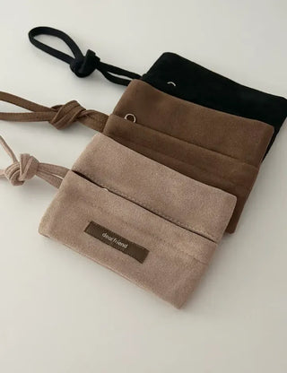Merry Shop Pouch Wallet Suede Zipper Mini Strap