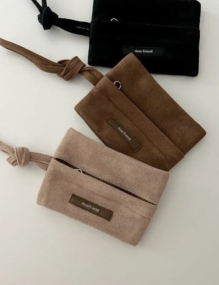 Merry Shop Pouch Wallet Suede Zipper Mini Strap