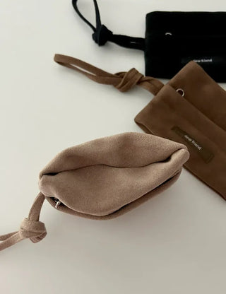 Merry Shop Pouch Wallet Suede Zipper Mini Strap