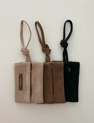 Merry Shop Pouch Wallet Suede Zipper Mini Strap