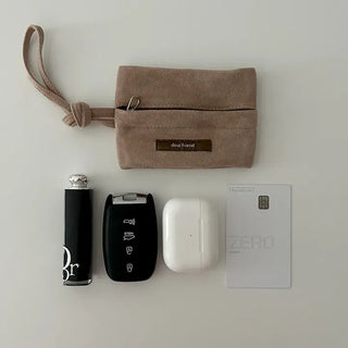 Merry Shop Pouch Wallet Suede Zipper Mini Strap