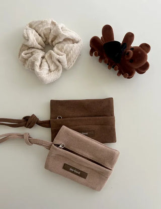 Merry Shop Pouch Wallet Suede Zipper Mini Strap